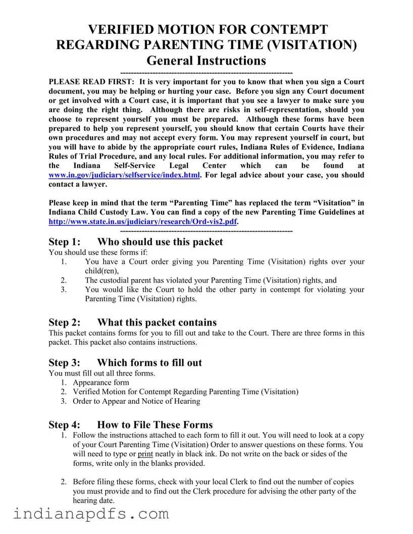 Blank Contempt Of Court Indiana PDF Template