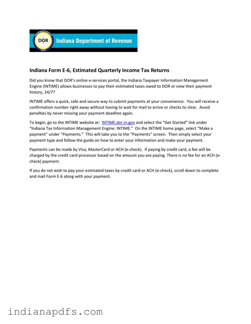 Blank E 6 Indiana PDF Template