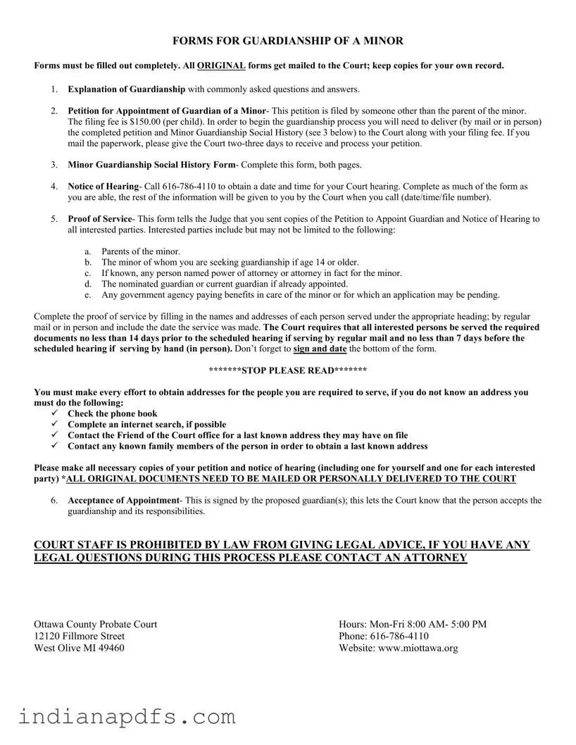 Blank Guardianship Indiana PDF Template