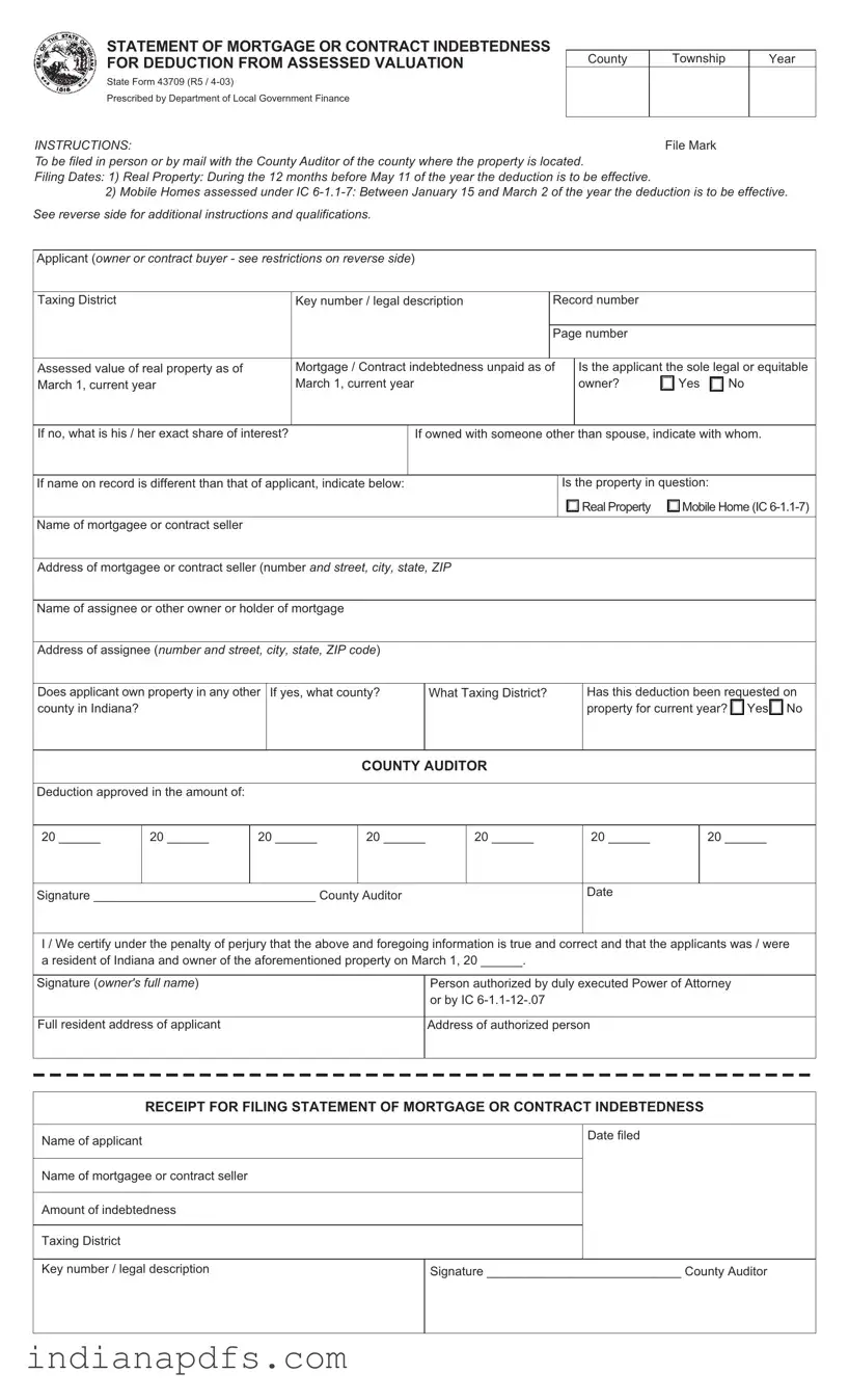 Blank Indiana 43709 PDF Template