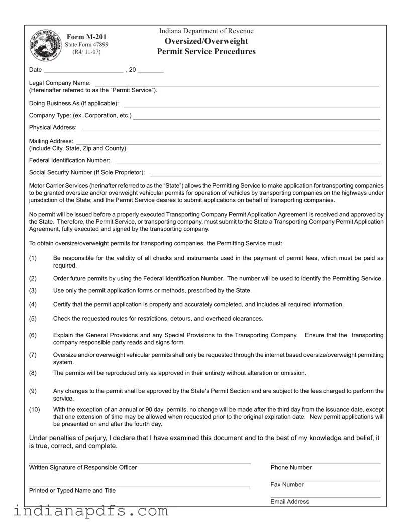 Blank Indiana M 201 PDF Template