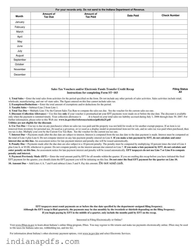 Blank Indiana St 103 PDF Template