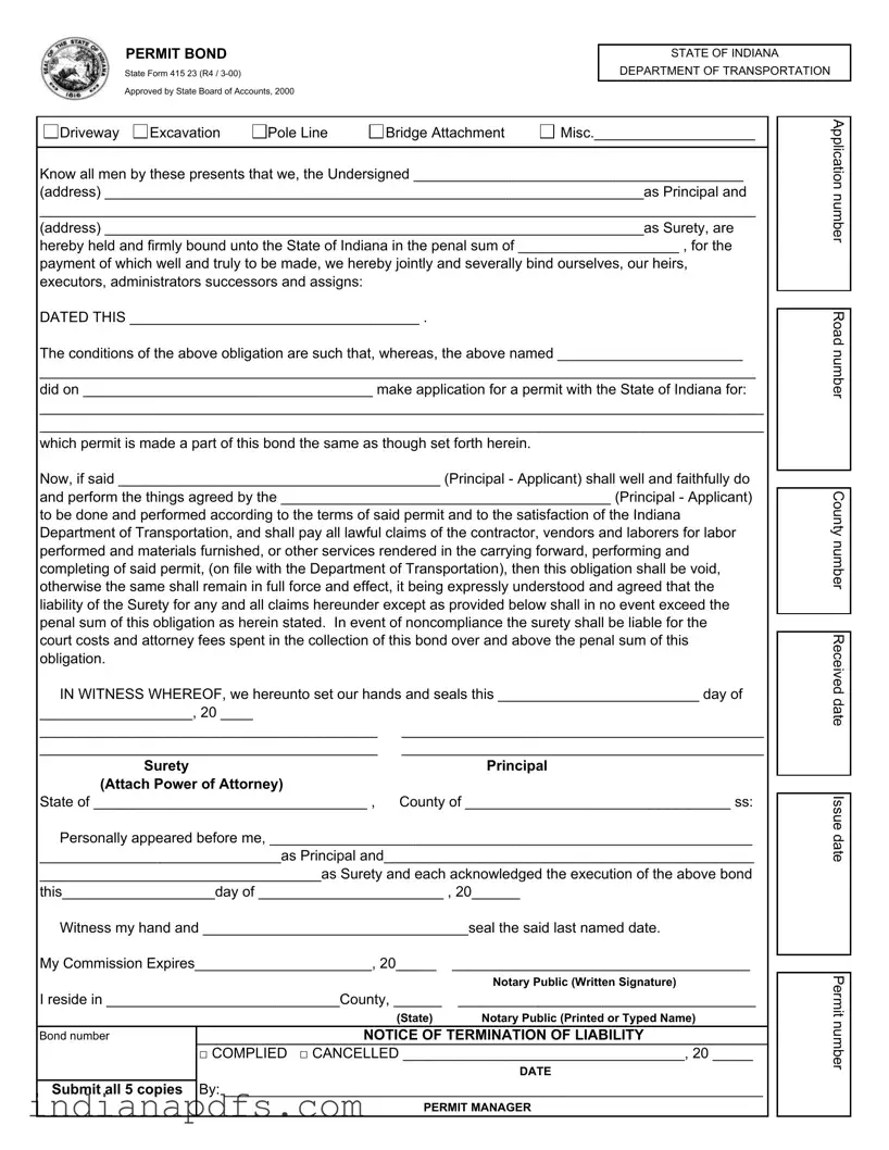 Blank Indiana State 415 23 PDF Template