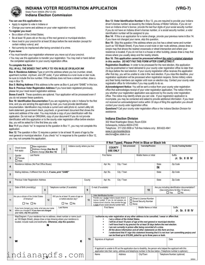 Blank Indiana State 50504 PDF Template