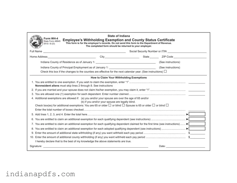 Blank Indiana Wh 4 PDF Template