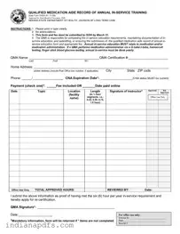 Blank Indiana Department Annual Inservice PDF Template