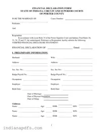 Blank Indiana Financial Declaration PDF Template
