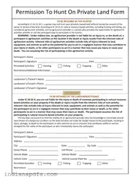 Blank Indiana Hunting Permission PDF Template
