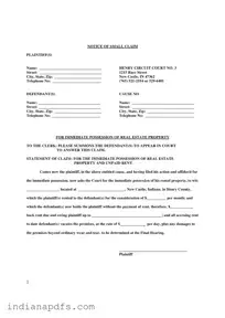 Blank Indiana Immediate Possession PDF Template