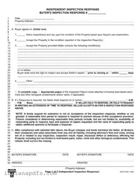 Blank Indiana Inspection Response PDF Template