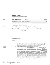 Blank Indiana Land Contract Example PDF Template