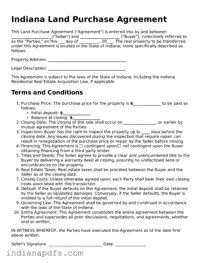 Printable  Land Purchase Agreement Document for Indiana