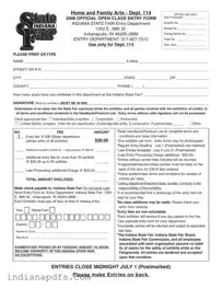 Blank Indiana State Fair Entry PDF Template